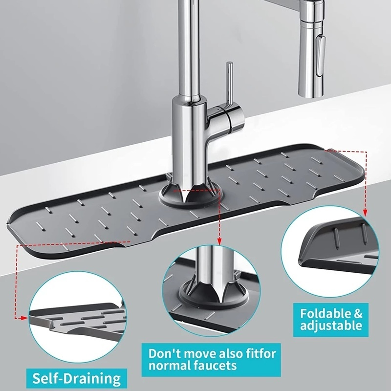 Pad Pengering Keran Wastafel Dapur / Toilet Bahan Silica Gel Lembut Anti Cipratan