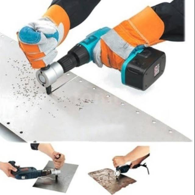 Double Head Nibble Metal Cutting Sheet Nibbler Saw Cutter 360 Degree Adjustable Drill Attachment
