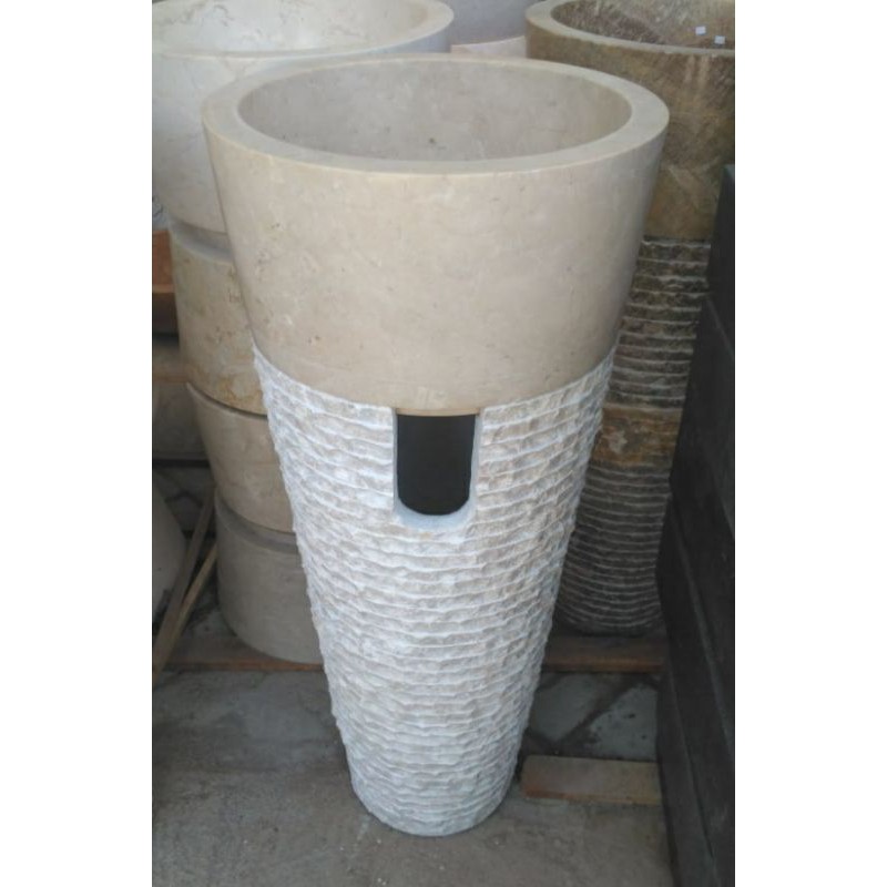 Set Wastafel Pedestal Batu Marmer Alam Putih