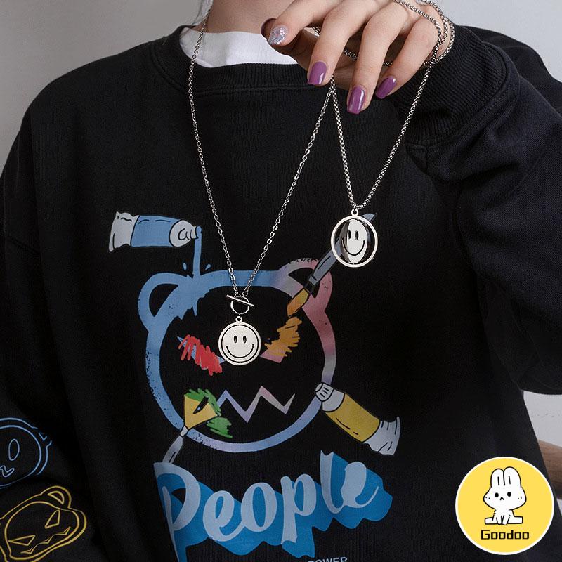 Fashionable Simple Smile Pendant Hip Hop Pria dan Wanita Kalung -Doo