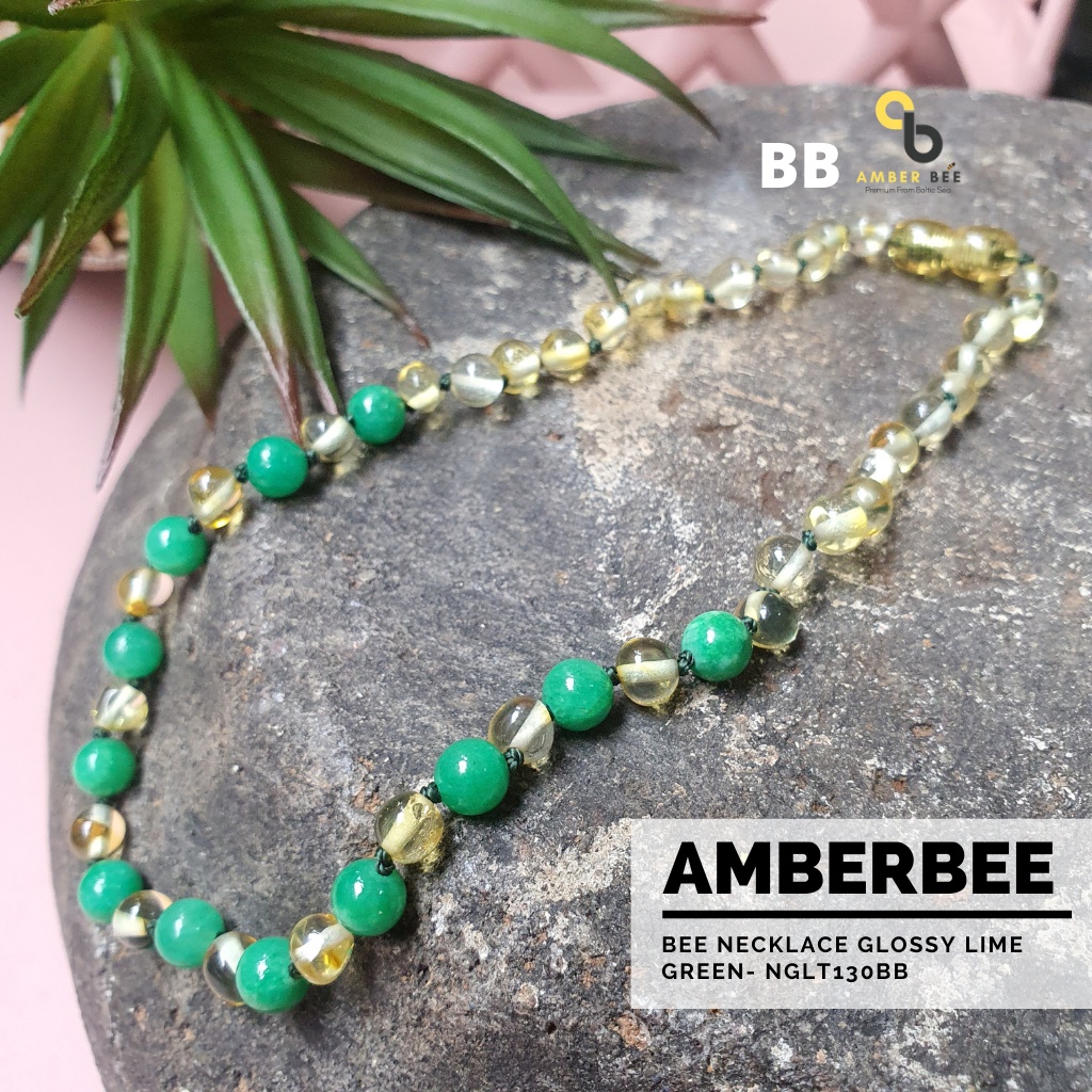 Kalung Amber Baby &amp; Anak Premium Glossy Lemon Turquoise Green NGLT130 By Amber Bee