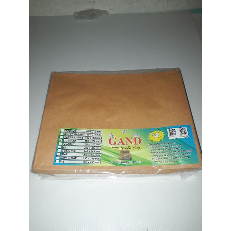 

Amplop coklat 1/ 2 Folio Gand isi 100 lbr