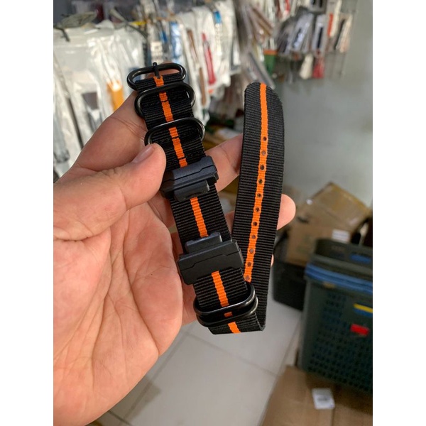 Strap Tali Jam Tangan Gshock Nato Zulu hitam list Oren 22MM