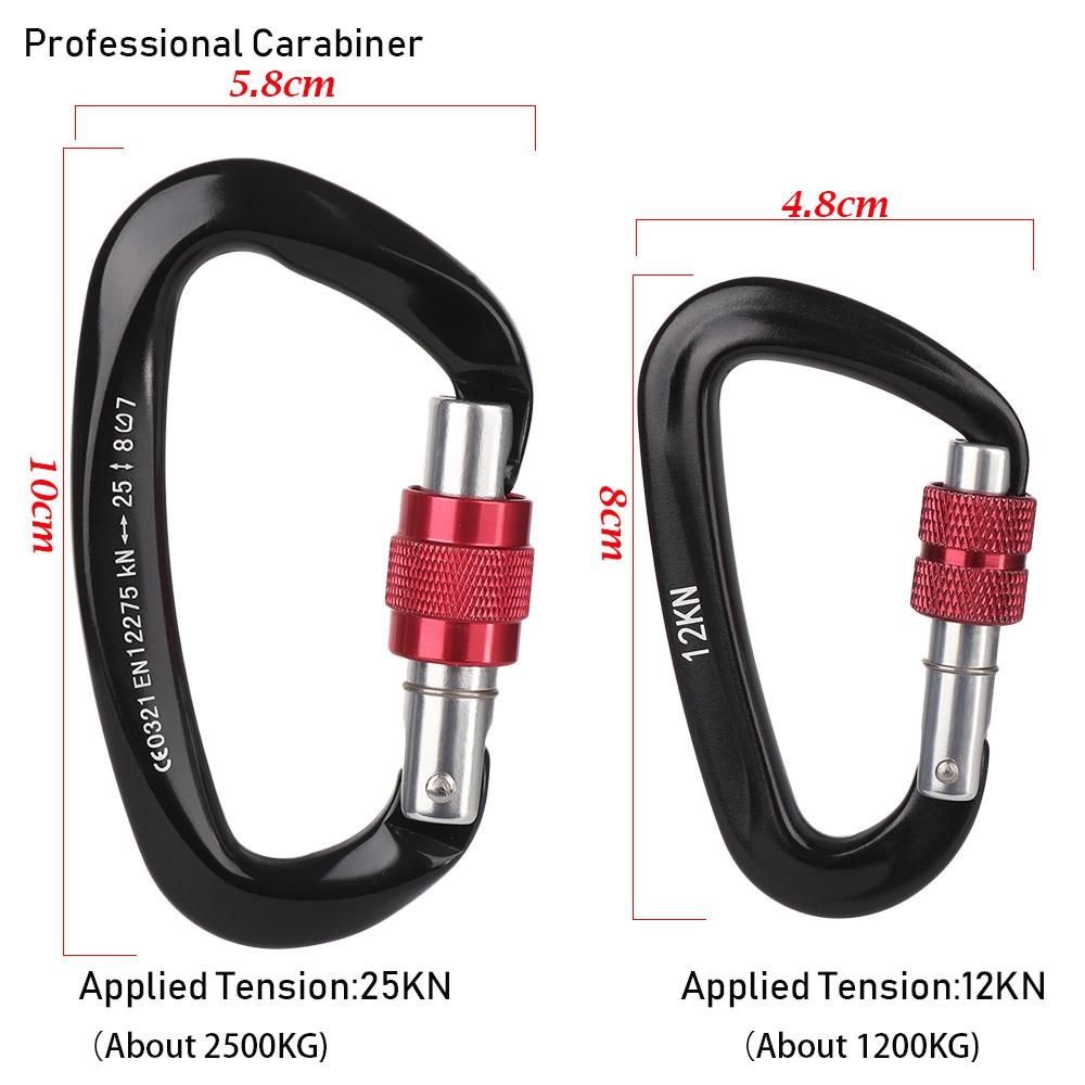 Kait Carabiner Bentuk D Bahan Aluminum 12 / 25kn Untuk Panjat Tebing