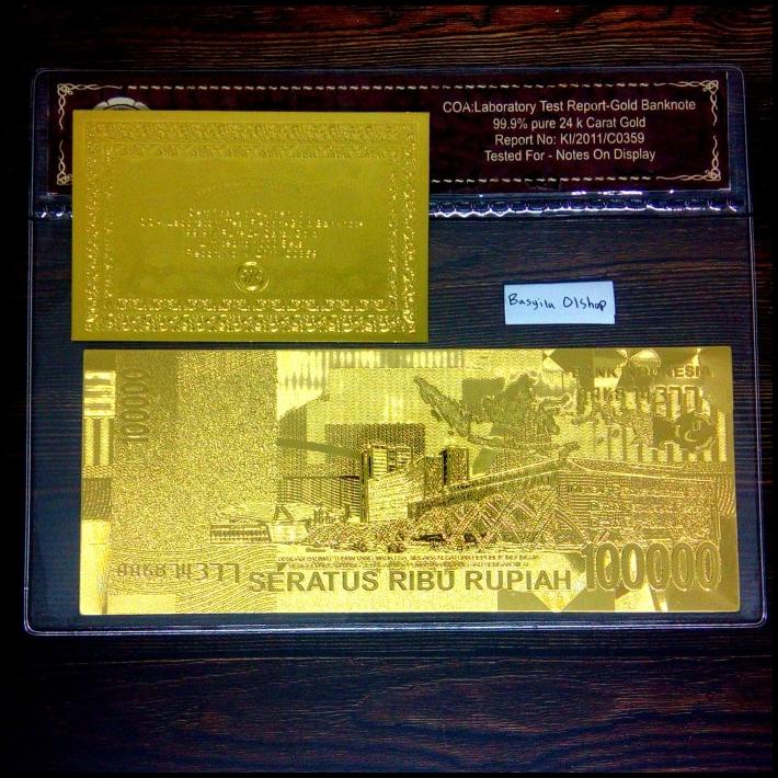 Uang Kuno 100 Ribu Lapis Emas 24K Gold Banknote