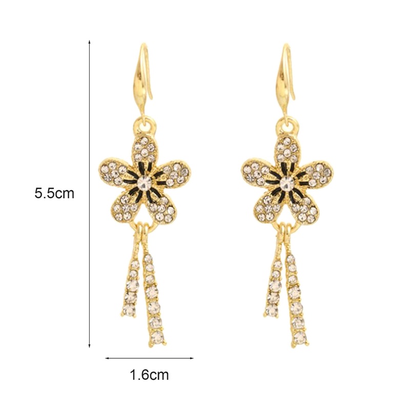 Anting Stud Rumbai Panjang Desain Bunga Gaya Elegan