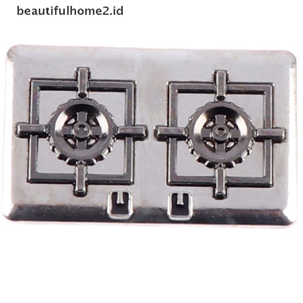 (beautifulhome2.id) 1 Set Miniatur Kompor Gas Bahan Metal Untuk Dekorasi Rumah Boneka 1: 12