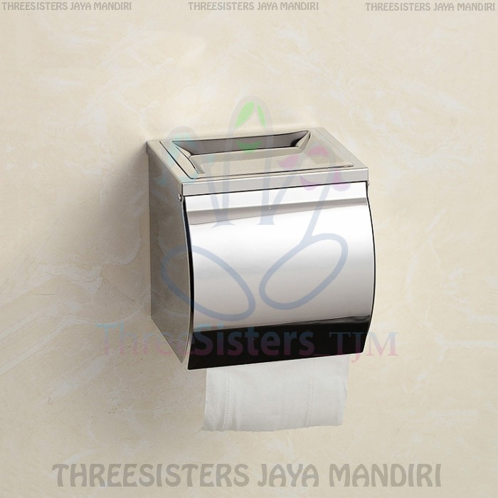 Tempat Tissue Toilet Stainless Plus Asbak Rokok 2in1 / Tisu Gulung Roll Kamar Mandi