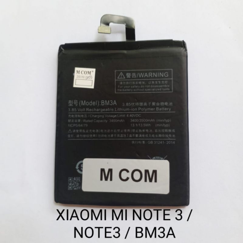 Baterai xiaomi BM3A BM 3A Mi note 3 battery baterei batre batrei batere