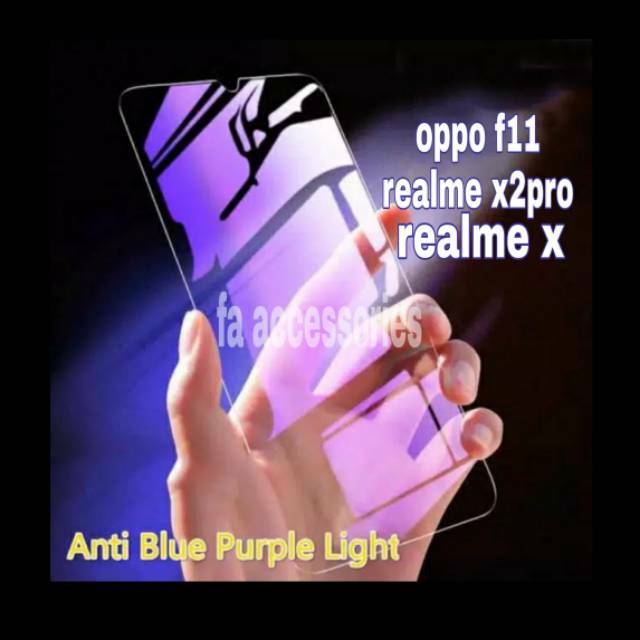 Tempered glass blue oppo f11 f11pro realme x2pro x2 pro x antiradiasi blue light screen protector