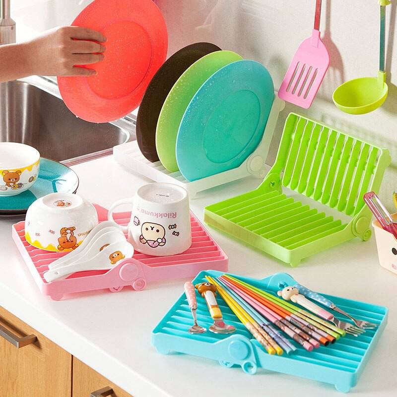 JT - Tatakan Piring Lipat Rak Piring Lipat Pengering Gelas Portable Dish Rack Drying Foldable Tempat Alas Tatakan Piring Plastik Lipat