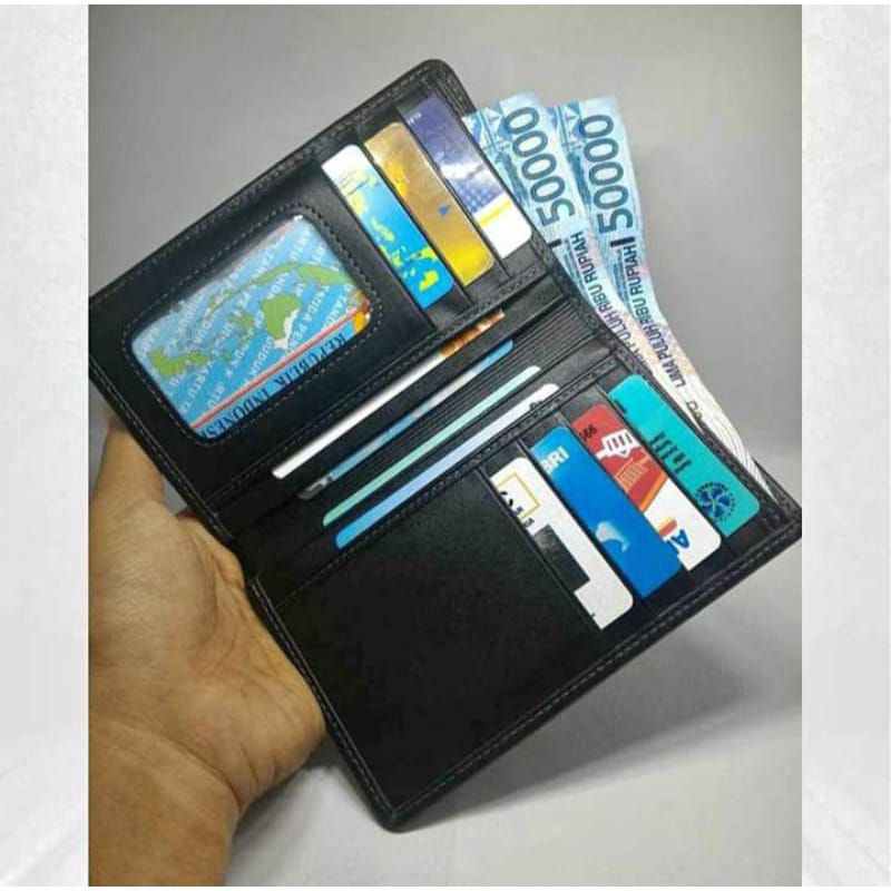 Dompet Kulit Pria 3/4 100% ORIGINAL Kulit Asli Tanpa Slot Tengah