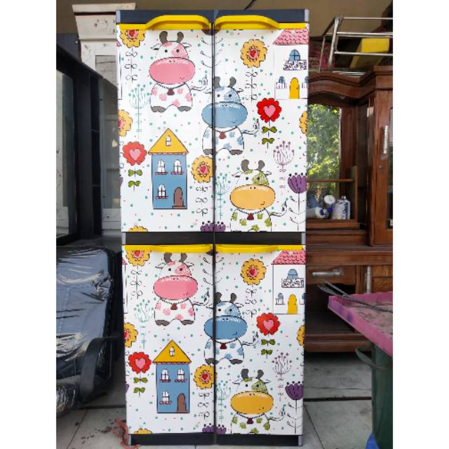 Lemari plastik miami susun 4 besar gagang besar ukuran 70x50x170