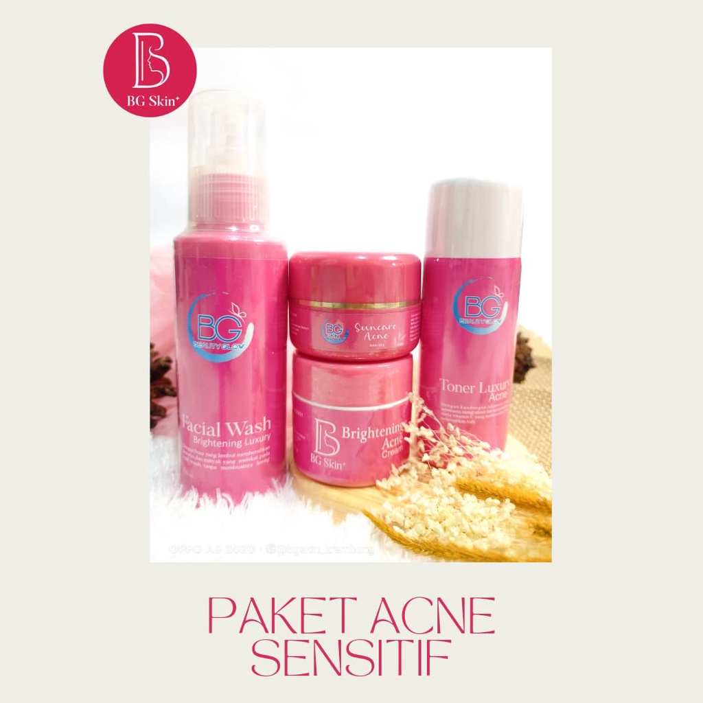 skincare jerawat . skincare murah bpom . Paket Acne Sensitif . beauty bglow skincare