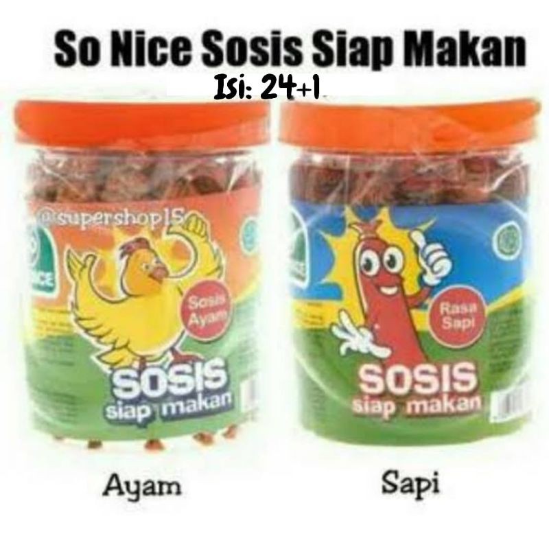 

Sosis Toples So Nice Ayam Dan Sapi isi 24+1 Sosis Siap Santap