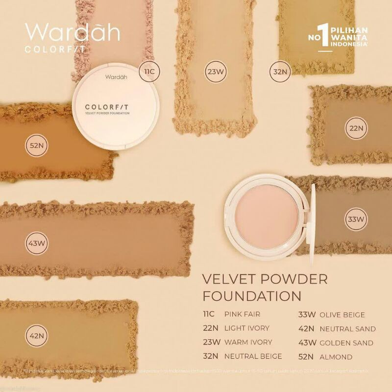 WARDAH Colorfit Velvet Powder Foundation 13gr (Bedak Padat)