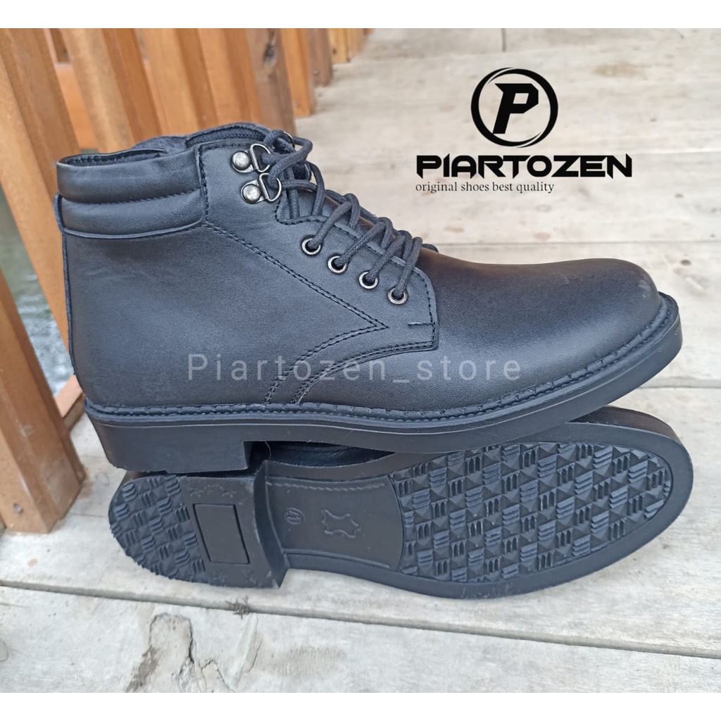 Sepatu PDH kulit hitam dop dinas tni polri security satpam