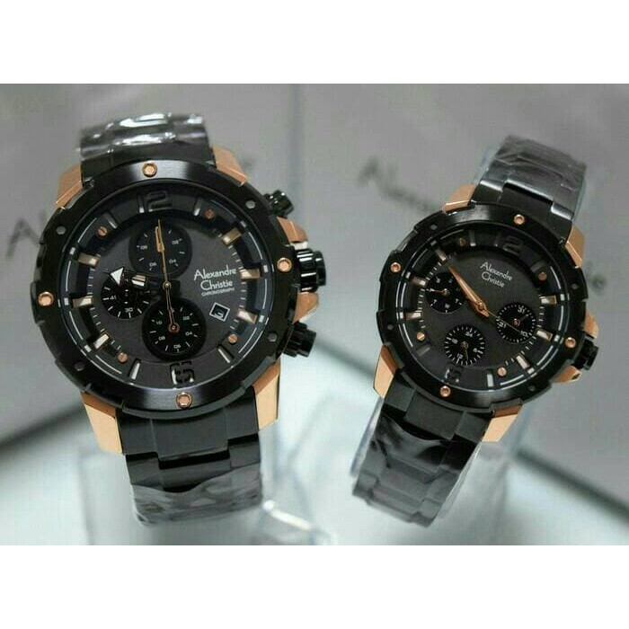 ALEXANDRE CHRISTIE AC 6410 COUPLE ROSEGOLD BLACK ORIGINAL