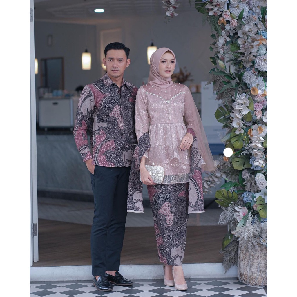 NIZARA - COUPLE BALQIS SETELAN KEBAYA BRUKAT TILE KEMEJA BATIK KATUN