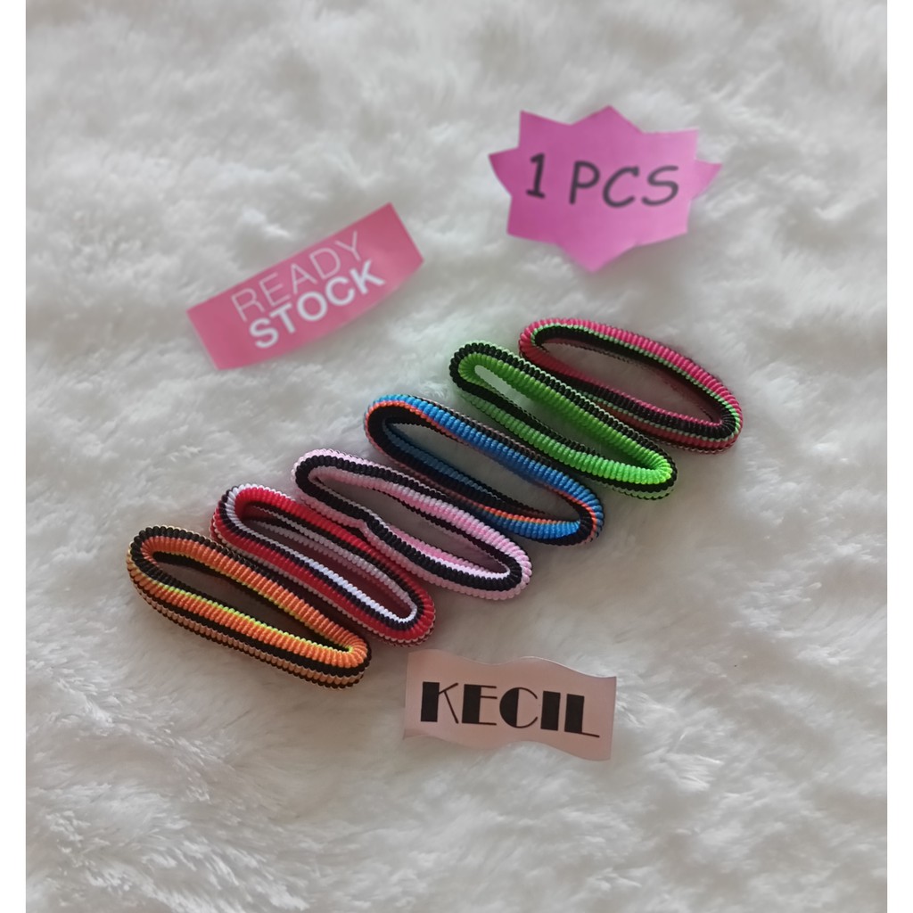 [1 PCS] Ikat Rambut Garis Murah / Kuncir Rambut Biasa Tebal (Eceran)-3