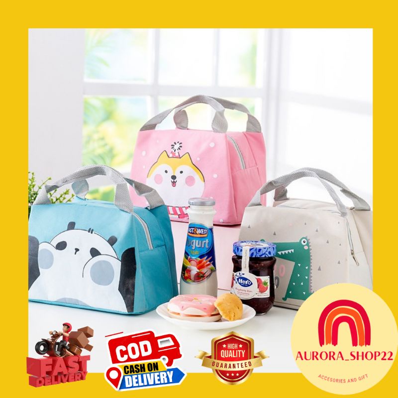 [COD] Tas Bekal Karakter Lucu / Tas Bekal Sekolah Anak / Tas Bekal Kerja Lunch Bag Cooler Tas Bekal dilapisi dengan Alumunium Foil Tahan Panas Import Tas Kotak Makan