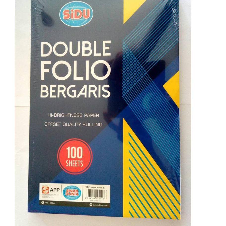 

Laris|SQ25|SIDU - Kertas Double Folio Bergaris 100 Sheets - Pack