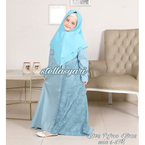 STELLA SYARI KIDS Bahan WOLYCRAPE Gamis Anak 7-9 tahun Tanggung Terbaru 2020  Murah Kekinian Terbaru