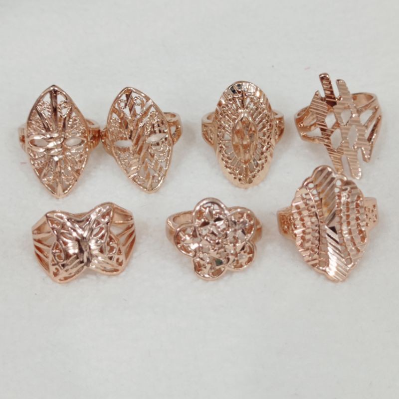 cincin dewasa rose gold isi 7 pcs, perhiasan xuping mewah