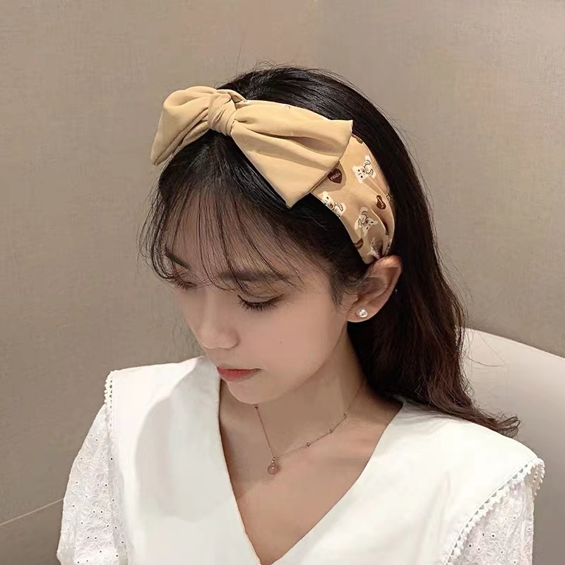 (Hello Girl)B17 Bando Simpul Twist Simpul Pita Motif Lucu Bahan Kain Import Headband Wanita Korea Import