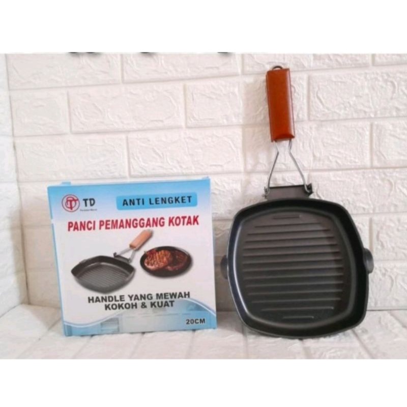 panggangan sederhana praktis / teplon 20cm anti lengket td square griil pan