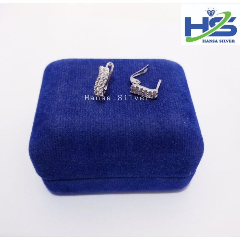 Anting Perak Asli Silver 925 Lapis Emas Putih Model Jepit - Anting Wanita Anti Karat