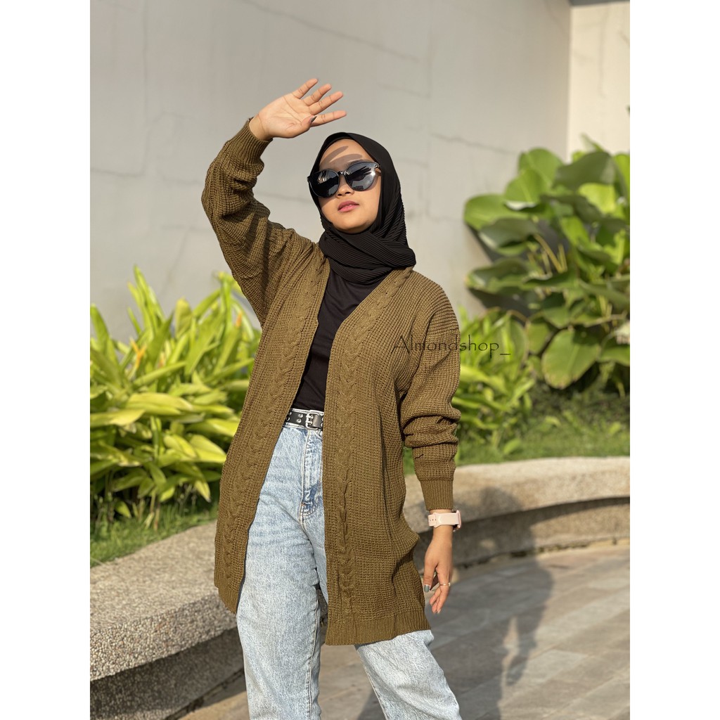 Loretta Cardi / Cardy Cable / Long Oversize Cardigan / Cardigan Wanita Premium