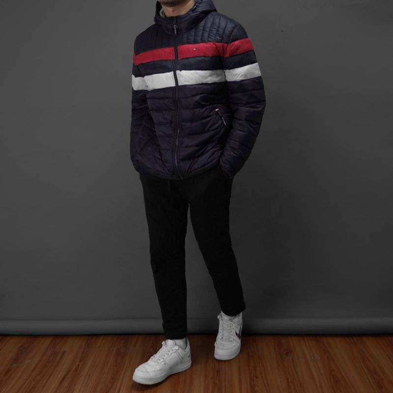 Tommy Hilfiger Ultra Loft Natural Down Puffer Colorblock 3 Tone Jacket