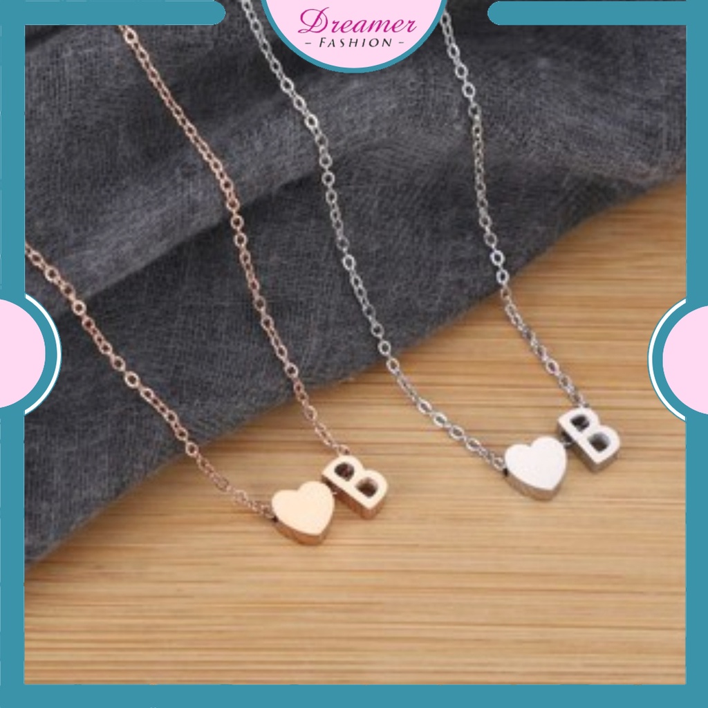 DF HURUF A-L Kalung Huruf Love Kecil Stainless Aksesoris Fashion Perhiasan GOLD SILVER