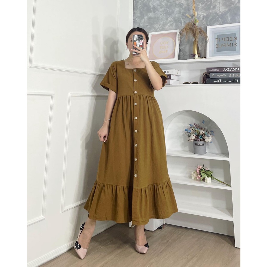 Jedi Midi Dress l Midi Dres Polos Basic Casual Matt Rayon Premium Fit L Besar