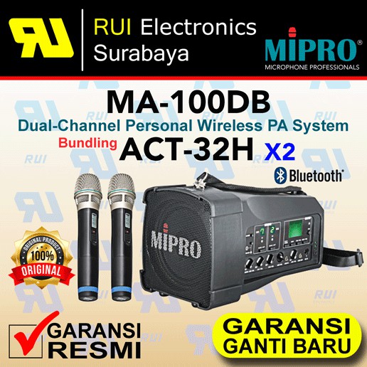 Speaker Portable MiPro MA-100DB Bundling Microphone Bluetooth MiPro ACT-32H x2