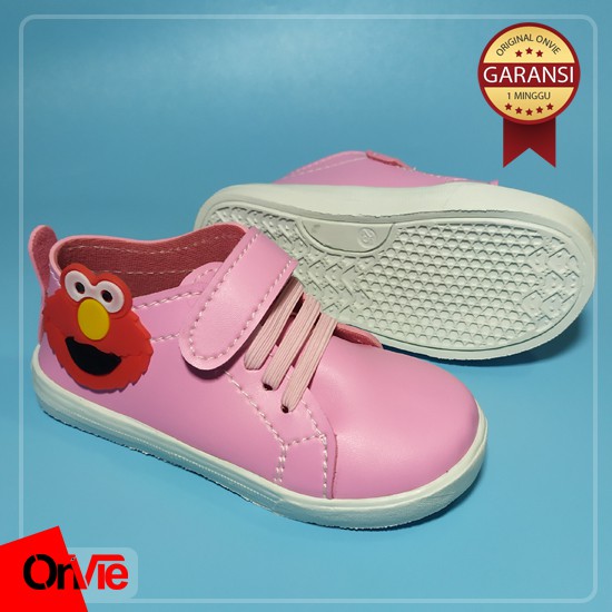 Sepatu Sekoah Anak Tk /SD / SMP/ Motif Elmo Karet 3D | Sepatu Kids Onvie