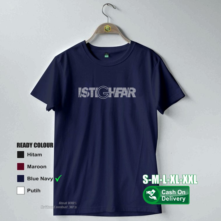 Kaos Istigfar Line / Kaos Muslim / Kaos Dakwah / Kaos Outdoor / Kaos Distro / kaos islami djalur-Navy