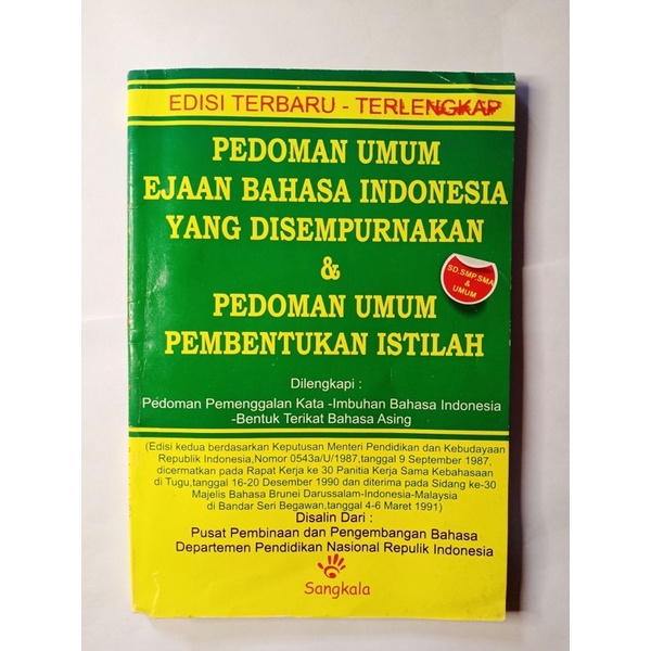 

PRELOVED Buku Bekas Pedoman Umum Ejaan Bahasa Indonesia yang Disempurnakan & Pedoman Umum Pembentukan Istilah untuk SD, SMP, SMA, dan Umum