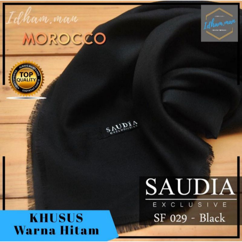 kerudung saudia rawis - kerudung segi empat - kerudung rawis - kerudung polos warna hitam