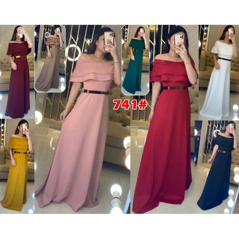 741# gaun panjang sabrina//gaun fashion// fashion wanita +FREE BELT BESI