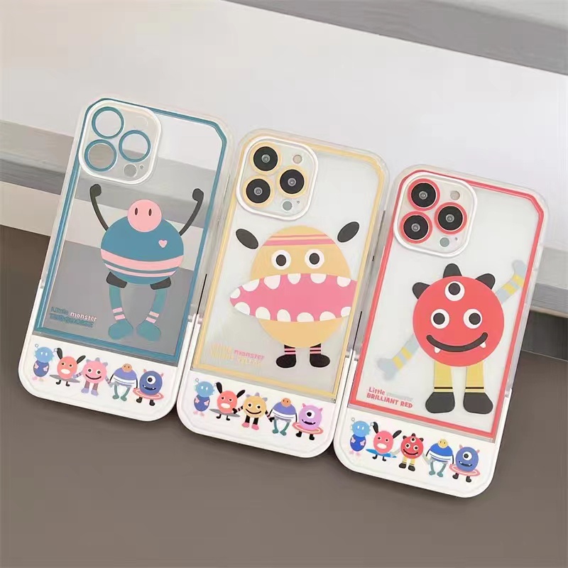 Soft Case TPU Transparan Shockproof Motif Monster Kecil Untuk IPhone 13 12 11 Pro X XR XS Max SE 2020 6 6S 7 8 Plus