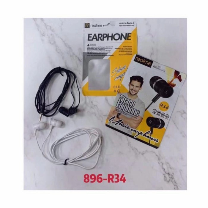 Handsfree Headset + Mic Realme R34 Grosir