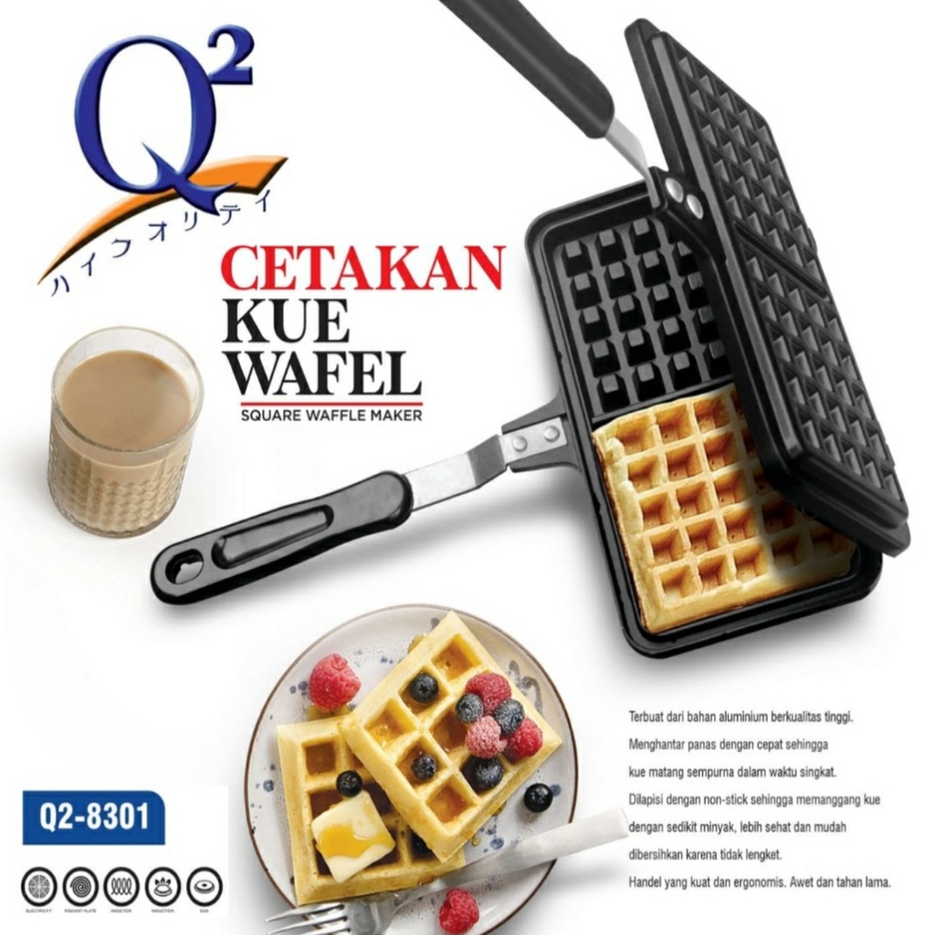 CETAKAN KUE WAFEL KOTAK / CETAKAN KUE WAFFLE KOTAK / CETAKAN CROFFLE WAFFLE MAKER Q2-8301/ CETAKAN SQAURE WAFFLE MAKER / CROFFLE WAFLE MAKER KOTAK Q2-8301 / Q2 8301