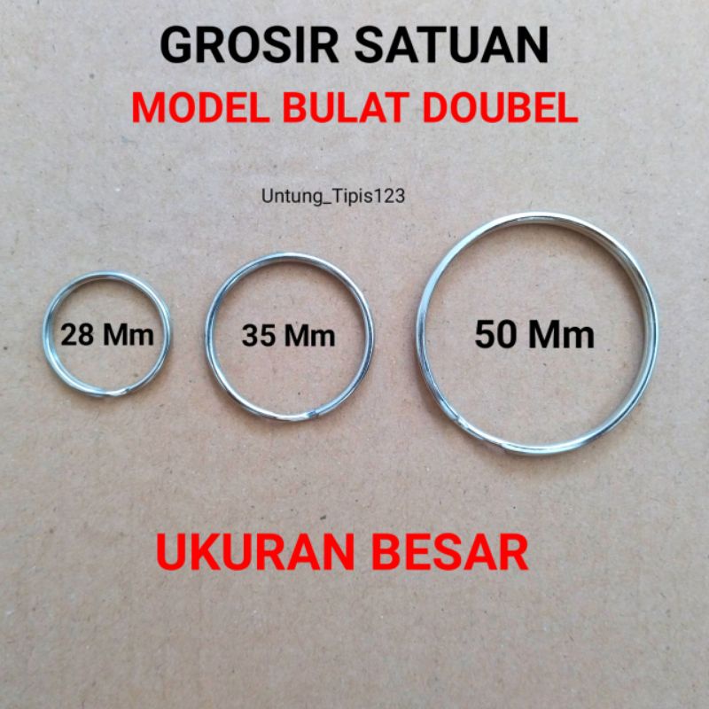 Ring Ganci bulat Ring gantungan kunci double ukuran besar Ring Nikel Satuan