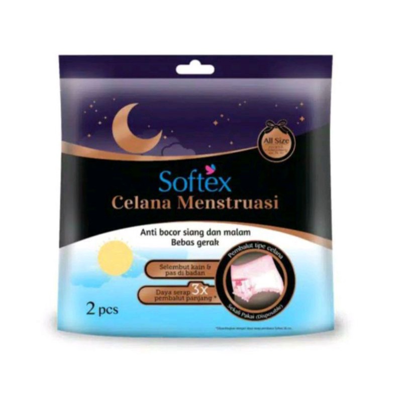 Softex CELANA MENSTRUASI isi 2 EXTRA SIZE | Pembalut Panjang Tipe Celana | 36cm SOFTEX MENSTRUASI isi 2