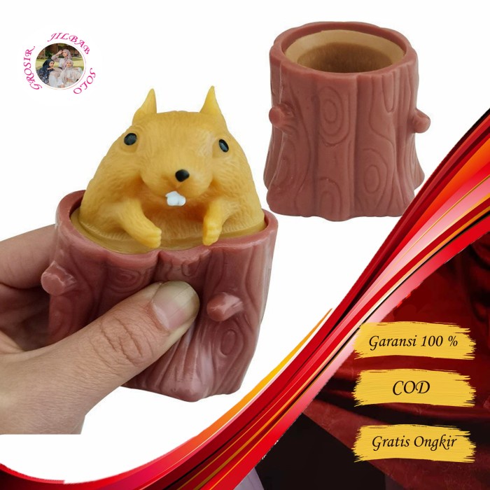 Mainan Squishy Tupai – AC 41 -  Mainan penghilang stress dan gelisah pop it lucu anak dan dewasa Squisy Squisi  flash sale boneka mocha quishy squishi unicorn ball roti donut preloved slime murah jumbo tofu kucing original paket