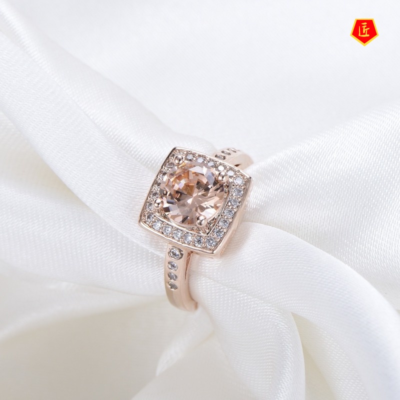 [Ready Stock]Rose Gold Inlaid Citrine Moissanite Ring