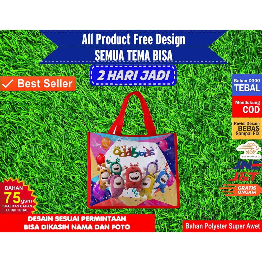 

Tas Ultah Anak / Tas Goodiebag Custom Desain / Bahan Polyster Super Awet