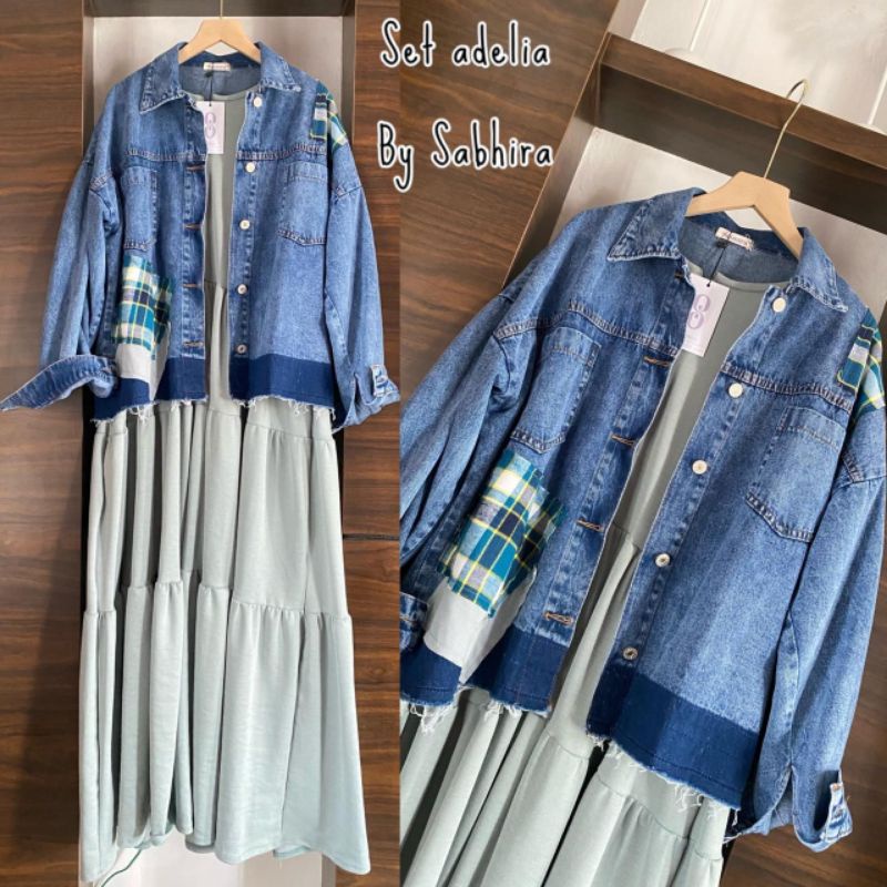 Adelia Set By Sabhira _co Matt Inner baby denim+Jaket Levi's